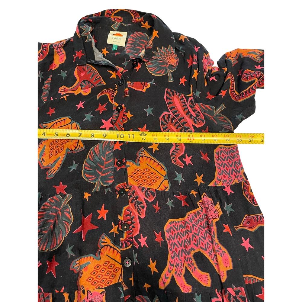 FARM Rio Black Animal Sky maxi shirtdress Size:M - Picture 11 of 11